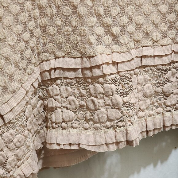 Indigo Soul Beige Raised Texture 3/4 Sleeve Sharkbite Lined Top XL - Picture 2 of 5